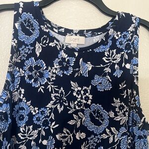 LOFT White, Navy and Blue Floral Mini Dress